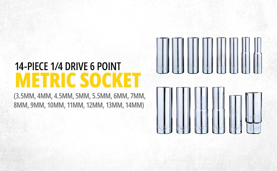 STANLEY 94-190 1/4'' and 1/2'' Square Drive 6 Point Metric Set- 86pcs - Image 8