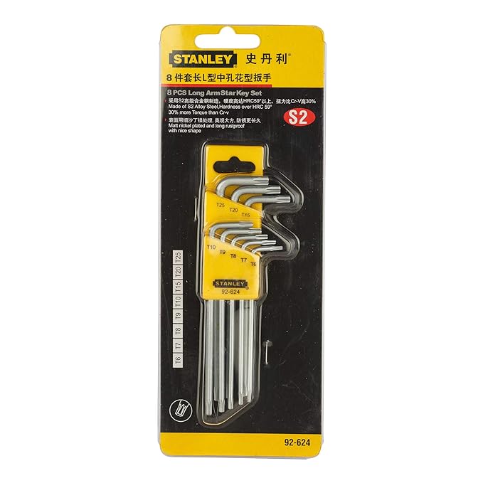 STANLEY 92-624 Tamper Proof L-Type Torx Hex Key (Silver Pack of 8)
