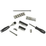 STANLEY 1-89-033 1/4'' Drive 6 point Socket and Bit Mechanic Tool Kit Silver 35-Pieces - Image 3