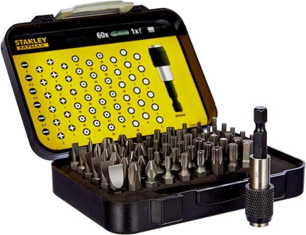 Stanley 1-13-902 Bit-Set with bit Holder (61-Piece), Silver