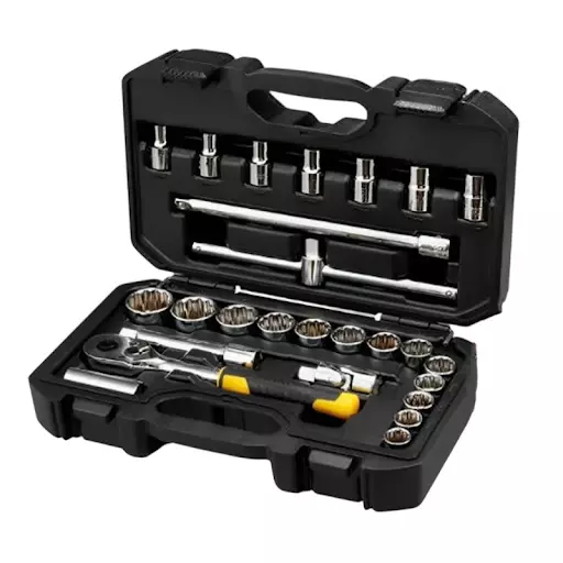 STANLEY 12.7 mm (1/2 Inch) Pear Head Ratchet Set Metric, STMT45503 (Set of 26)