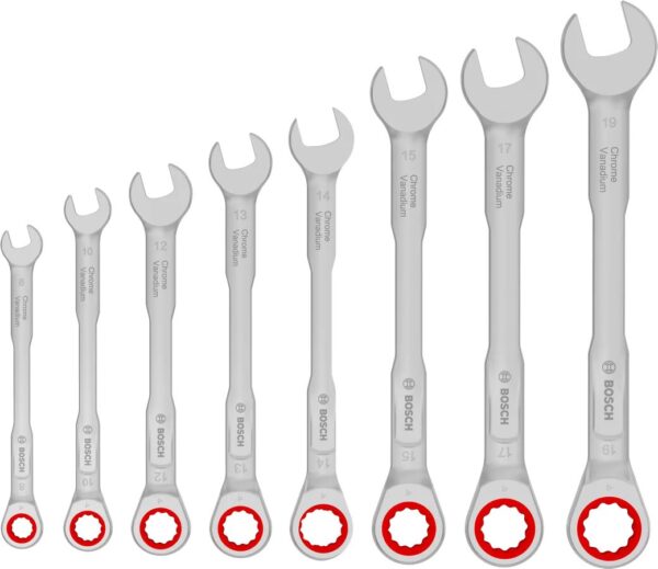 Bosch Ratchet Combination Wrench Set 8-19 mm, 8 pcs Professional